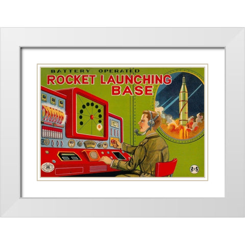 Rocket Launching Base White Modern Wood Framed Art Print with Double Matting by Retrobot