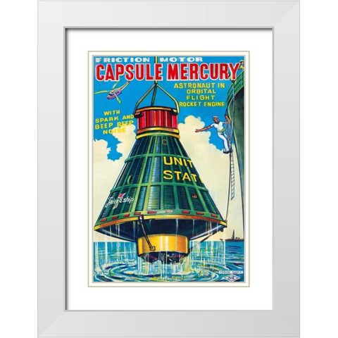 Capsule Mercury White Modern Wood Framed Art Print with Double Matting by Retrorocket