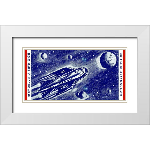 Rocket Space Ship 305 White Modern Wood Framed Art Print with Double Matting by Retrorocket