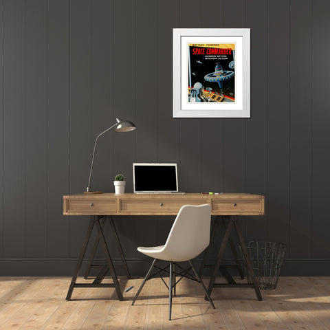 Space Commander White Modern Wood Framed Art Print with Double Matting by Retrorocket