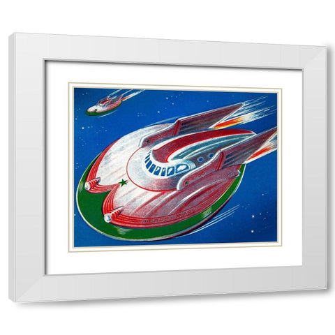 UFO White Modern Wood Framed Art Print with Double Matting by Retrobot