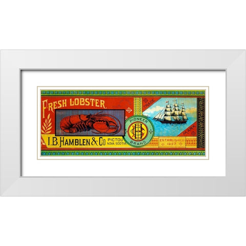 Pioneer Brand Fresh Lobster White Modern Wood Framed Art Print with Double Matting by Retrolabel