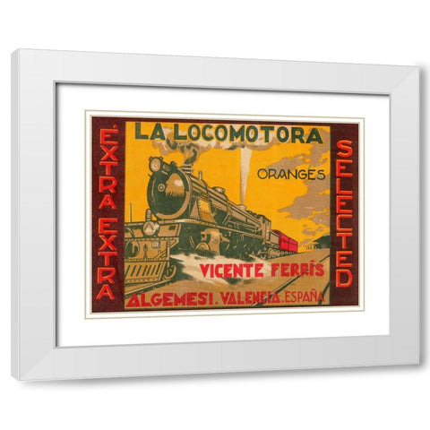 La Locomotora Oranges White Modern Wood Framed Art Print with Double Matting by Retrolabel