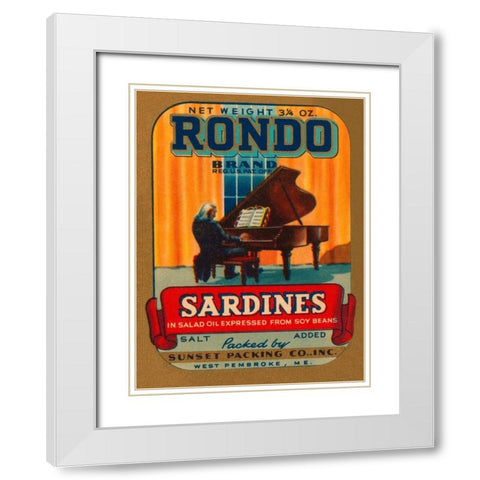 Rondo Brand Sardines White Modern Wood Framed Art Print with Double Matting by Retrolabel