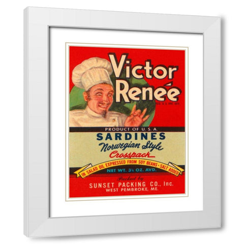 Victor Renee Sardines White Modern Wood Framed Art Print with Double Matting by Retrolabel
