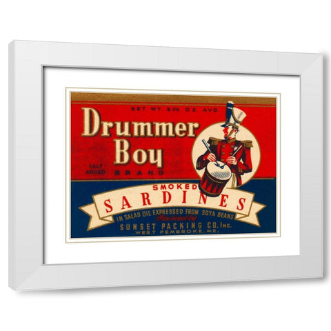 Drummer Boy Smoked Sardines White Modern Wood Framed Art Print with Double Matting by Retrolabel