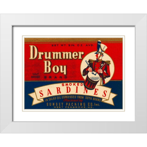 Drummer Boy Smoked Sardines White Modern Wood Framed Art Print with Double Matting by Retrolabel
