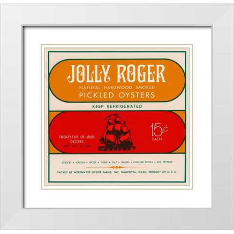 Jolly Roger Pickled Oysters White Modern Wood Framed Art Print with Double Matting by Retrolabel