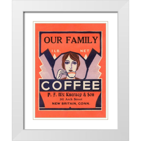 Our Family Coffee White Modern Wood Framed Art Print with Double Matting by Retrolabel