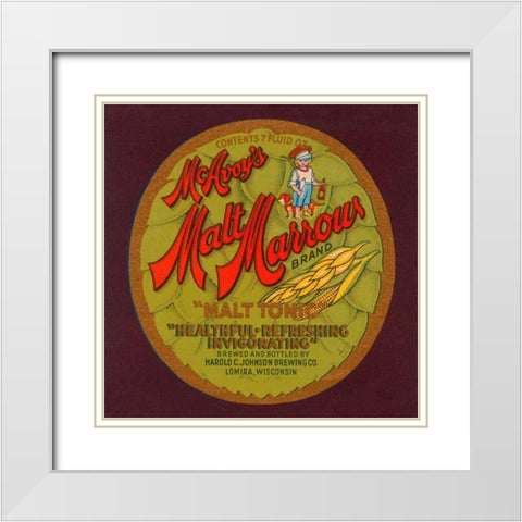 McAvoys Malt Marrows Malt Tonic White Modern Wood Framed Art Print with Double Matting by Retrolabel