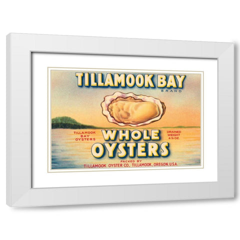 Tillamook Bay Whole Oysters White Modern Wood Framed Art Print with Double Matting by Retrolabel