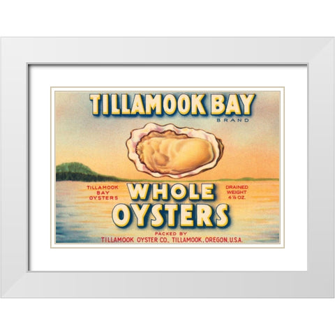 Tillamook Bay Whole Oysters White Modern Wood Framed Art Print with Double Matting by Retrolabel