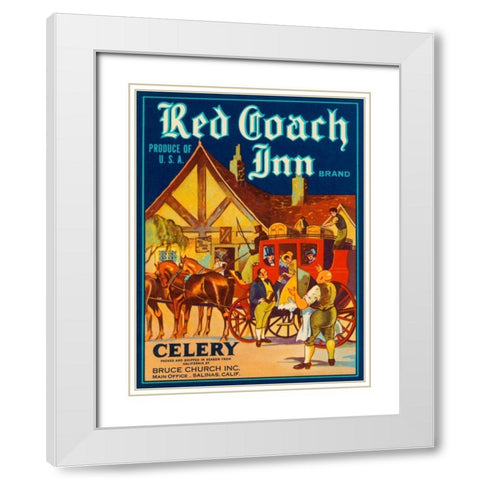 Red Coach Inn Celery White Modern Wood Framed Art Print with Double Matting by Retrolabel