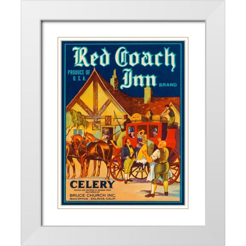 Red Coach Inn Celery White Modern Wood Framed Art Print with Double Matting by Retrolabel