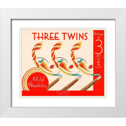 Three Twins Mild Panatelas White Modern Wood Framed Art Print with Double Matting by Retrolabel