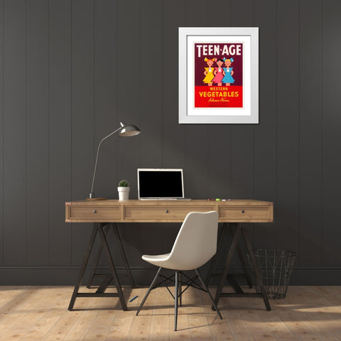 Teen - Age Western Vegetables White Modern Wood Framed Art Print with Double Matting by Retrolabel