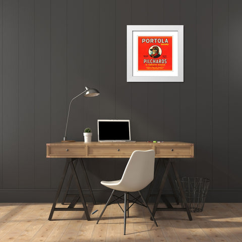 Portola Brand Pilchards White Modern Wood Framed Art Print with Double Matting by Retrolabel