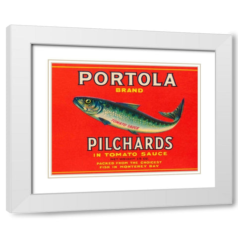 Portola Brand Pilchards White Modern Wood Framed Art Print with Double Matting by Retrolabel