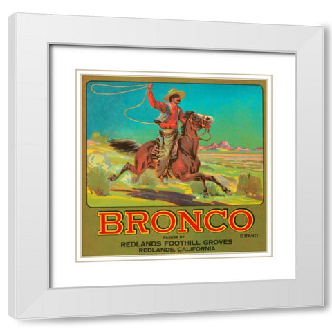 Bronco Brand Crate Label White Modern Wood Framed Art Print with Double Matting by Retrolabel