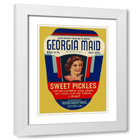 Georgia Maid Sweet Pickles White Modern Wood Framed Art Print with Double Matting by Retrolabel