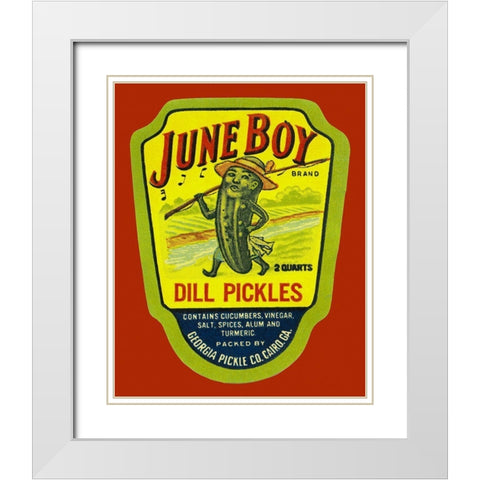 June Boy Dill Pickles White Modern Wood Framed Art Print with Double Matting by Retrolabel