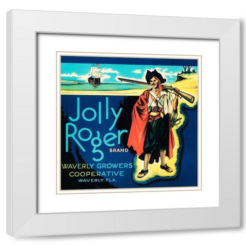 Jolly Roger Brand White Modern Wood Framed Art Print with Double Matting by Retrolabel