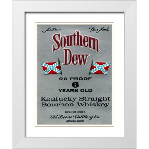 Southern Dew Kentucky Straight Bourbon Whiskey White Modern Wood Framed Art Print with Double Matting by Vintage Booze Labels