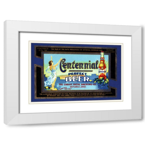 Centennial Perfect Beer Label White Modern Wood Framed Art Print with Double Matting by Vintage Booze Labels