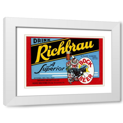 Drink Richbrau Bock Beer White Modern Wood Framed Art Print with Double Matting by Vintage Booze Labels