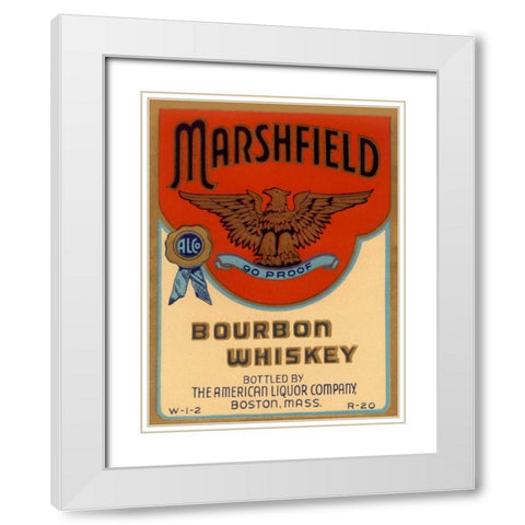 Marshfield Bourbon Whiskey White Modern Wood Framed Art Print with Double Matting by Vintage Booze Labels