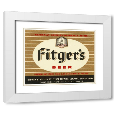 Fitgers Beer White Modern Wood Framed Art Print with Double Matting by Vintage Booze Labels