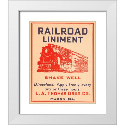 Railroad Liniment White Modern Wood Framed Art Print with Double Matting by Vintage Booze Labels