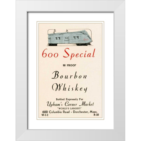 600 Special Bourbon Whiskey White Modern Wood Framed Art Print with Double Matting by Vintage Booze Labels