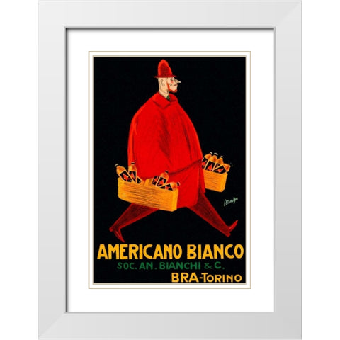 Americano Bianco White Modern Wood Framed Art Print with Double Matting by Vintage Booze Labels