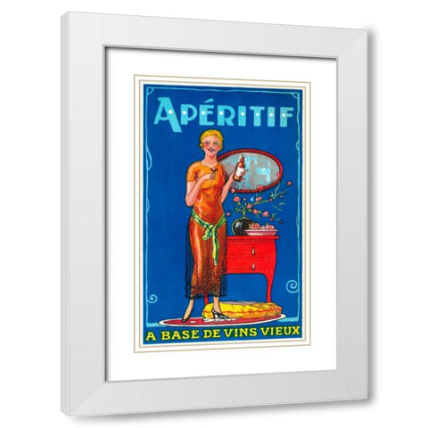 Aperitif White Modern Wood Framed Art Print with Double Matting by Vintage Booze Labels