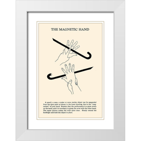 The Magnetic Hand White Modern Wood Framed Art Print with Double Matting by Retromagic