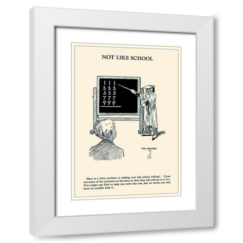 Not Like School White Modern Wood Framed Art Print with Double Matting by Retromagic
