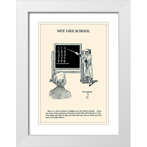 Not Like School White Modern Wood Framed Art Print with Double Matting by Retromagic