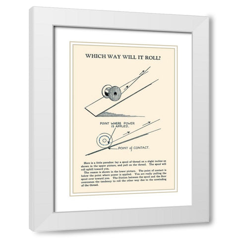 Which Way Will It Roll White Modern Wood Framed Art Print with Double Matting by Retromagic