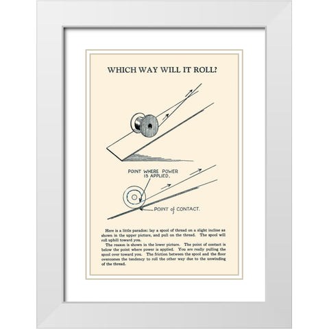 Which Way Will It Roll White Modern Wood Framed Art Print with Double Matting by Retromagic
