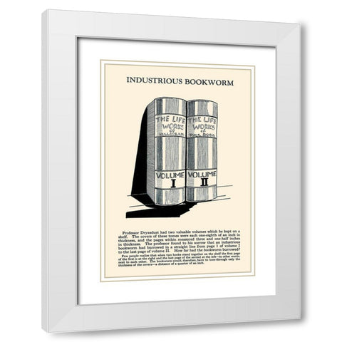 Industrious Bookworm White Modern Wood Framed Art Print with Double Matting by Retromagic