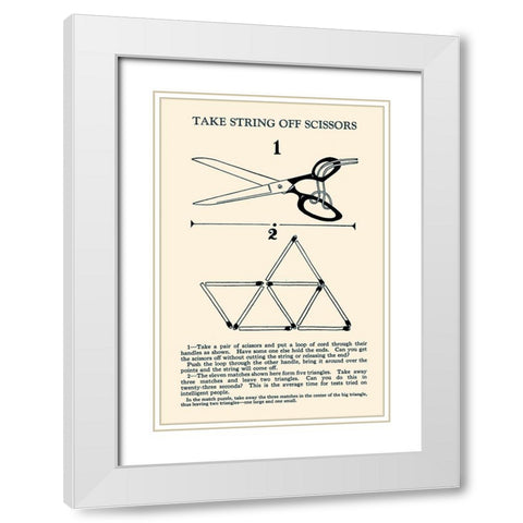 Take String off Scissors White Modern Wood Framed Art Print with Double Matting by Retromagic