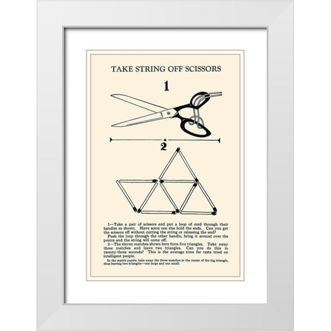 Take String off Scissors White Modern Wood Framed Art Print with Double Matting by Retromagic