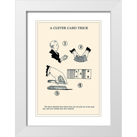 A Clever Card Trick White Modern Wood Framed Art Print with Double Matting by Retromagic