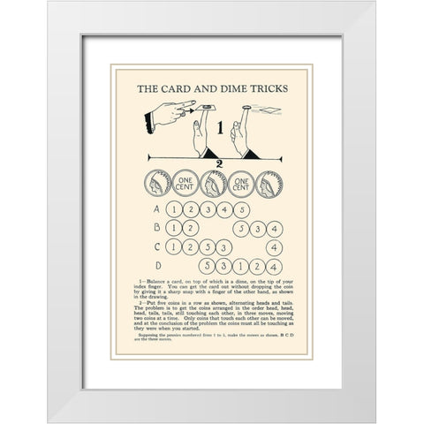 The Card and Dime Tricks White Modern Wood Framed Art Print with Double Matting by Retromagic