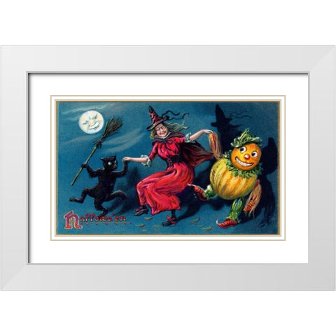 Halloween White Modern Wood Framed Art Print with Double Matting by Halloween