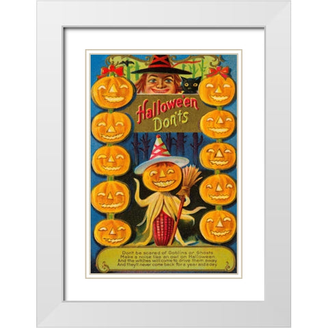 Halloween Donts White Modern Wood Framed Art Print with Double Matting by Halloween
