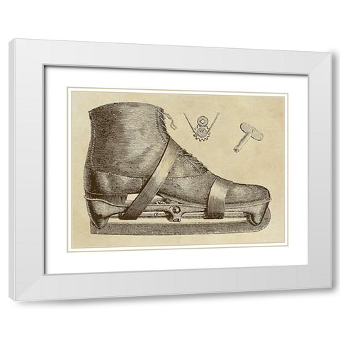 Mechanics of the Ice Skate White Modern Wood Framed Art Print with Double Matting by Inventions