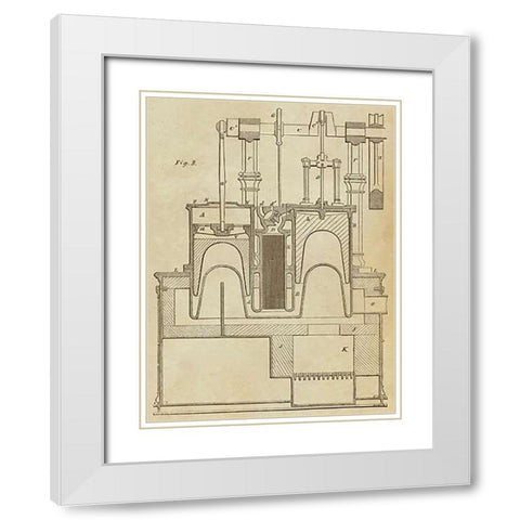 Steam Power Piston Chamber Cutaway White Modern Wood Framed Art Print with Double Matting by Inventions