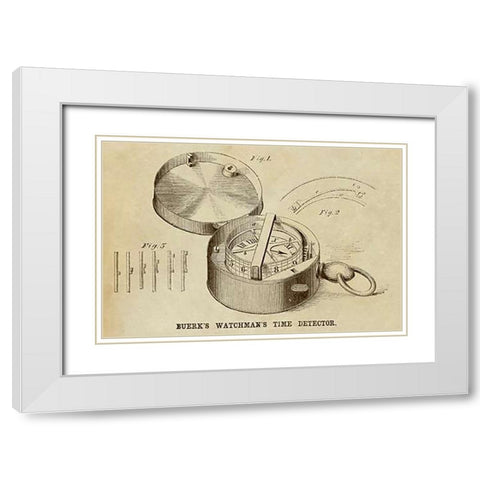 Buerks Watchmans Time Detector White Modern Wood Framed Art Print with Double Matting by Inventions